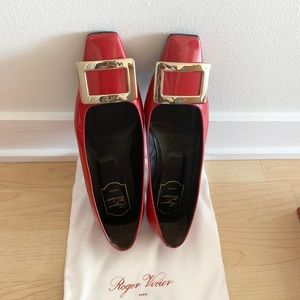 Roger Vivier Belle Vivier Metal Buckle Ballerinas in Patent Leather